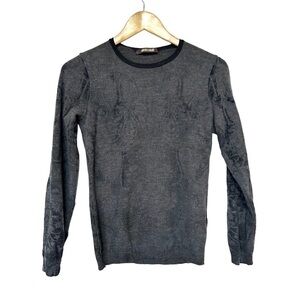 Roberto Cavalli  Lana wool grey sweater size 40 grey black print made in Italy
